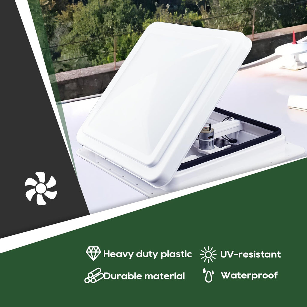 14x14 White 12V RV Roof Vent Fan M234