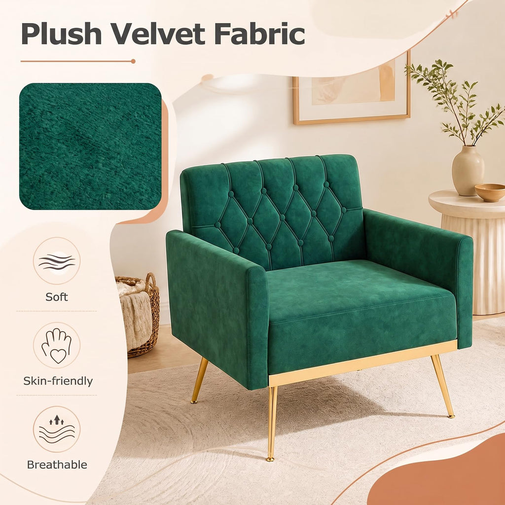 Velvet Accent Chair Set of 2 Emerald Green M810335
