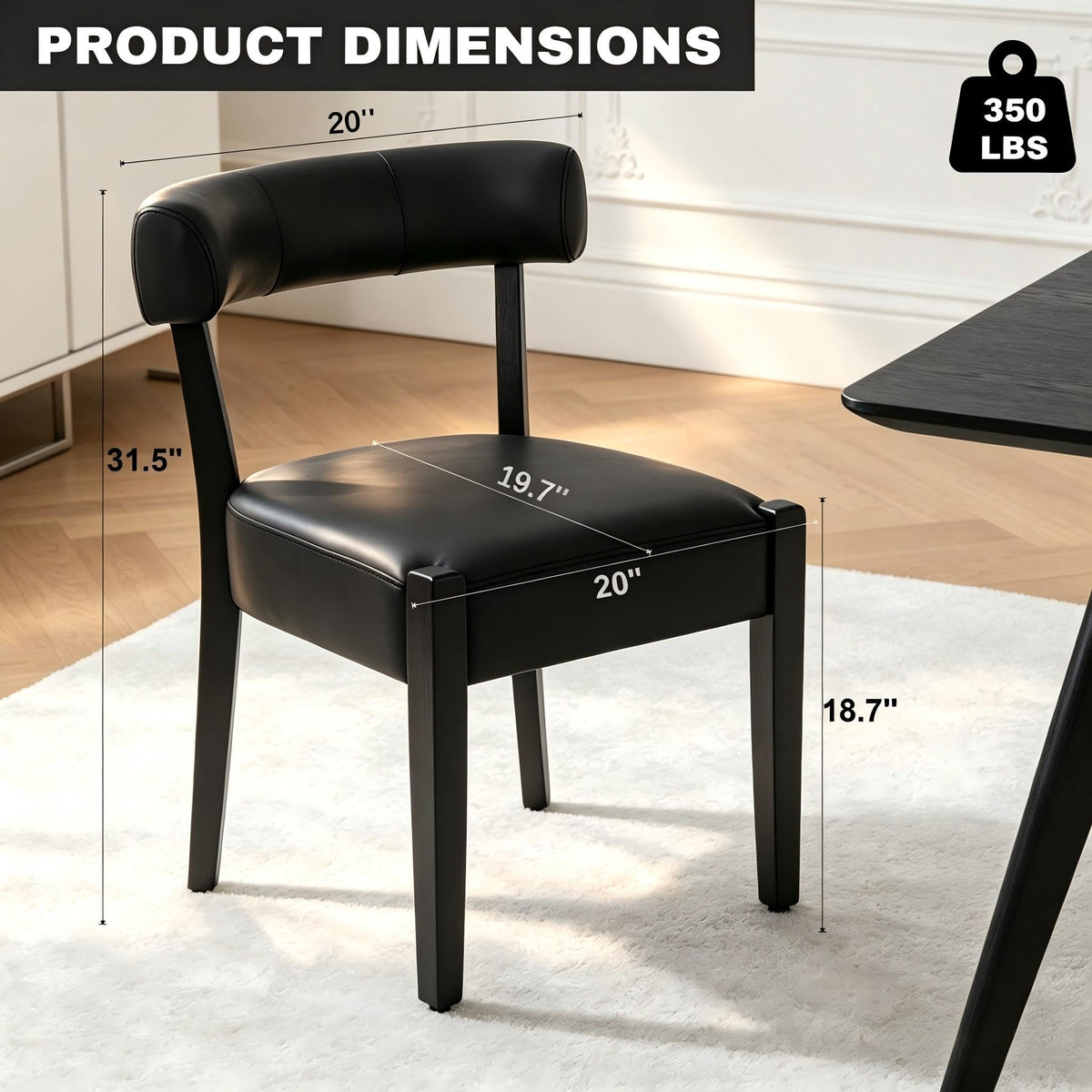 Black Faux Leather Dining Chairs Set of 4 S5265