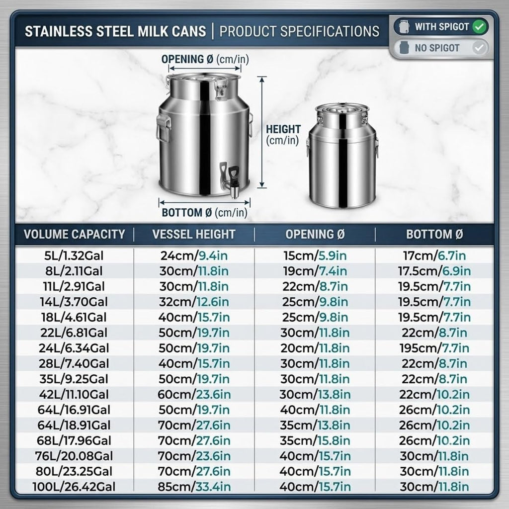 Food Grade Stainless Steel Milk Can with Sealed Lid B8265