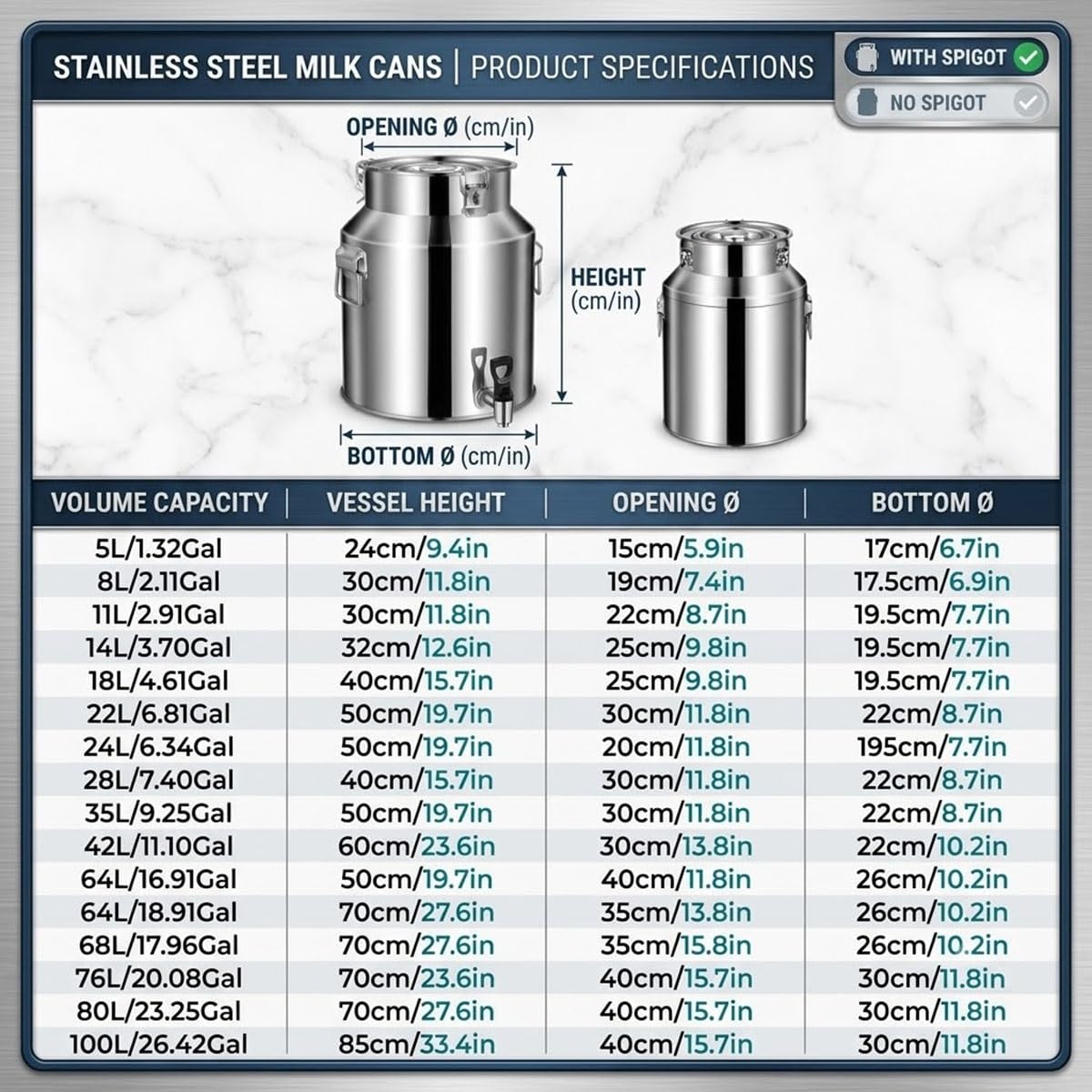 Food Grade Stainless Steel Milk Can with Sealed Lid B8265