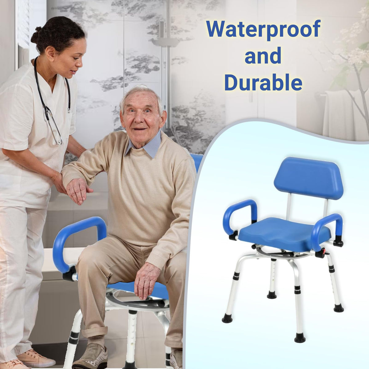 Swivel Shower Chair with Padded Seat, Back & Arms S565
