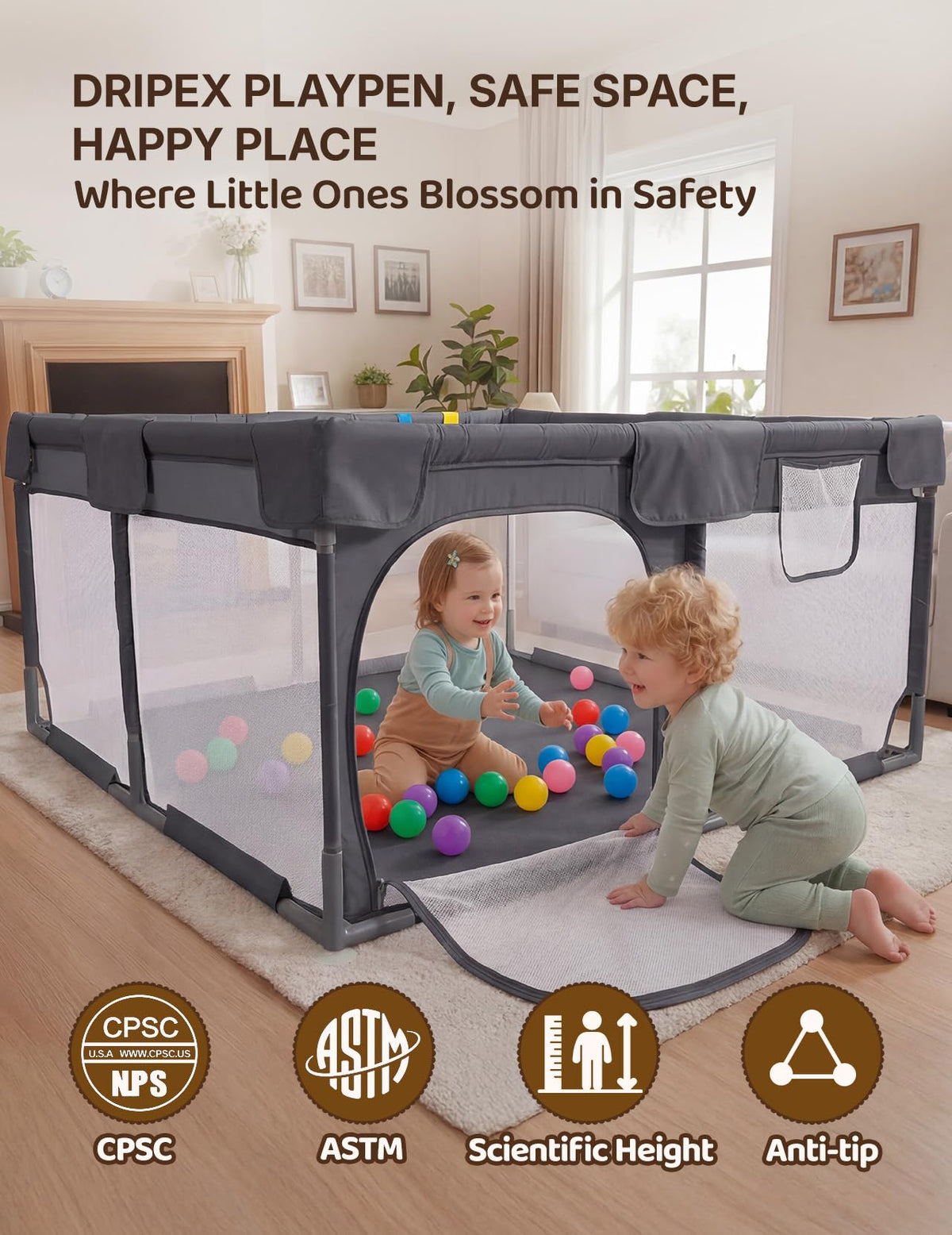 Dark Gray Baby Playpen C6960