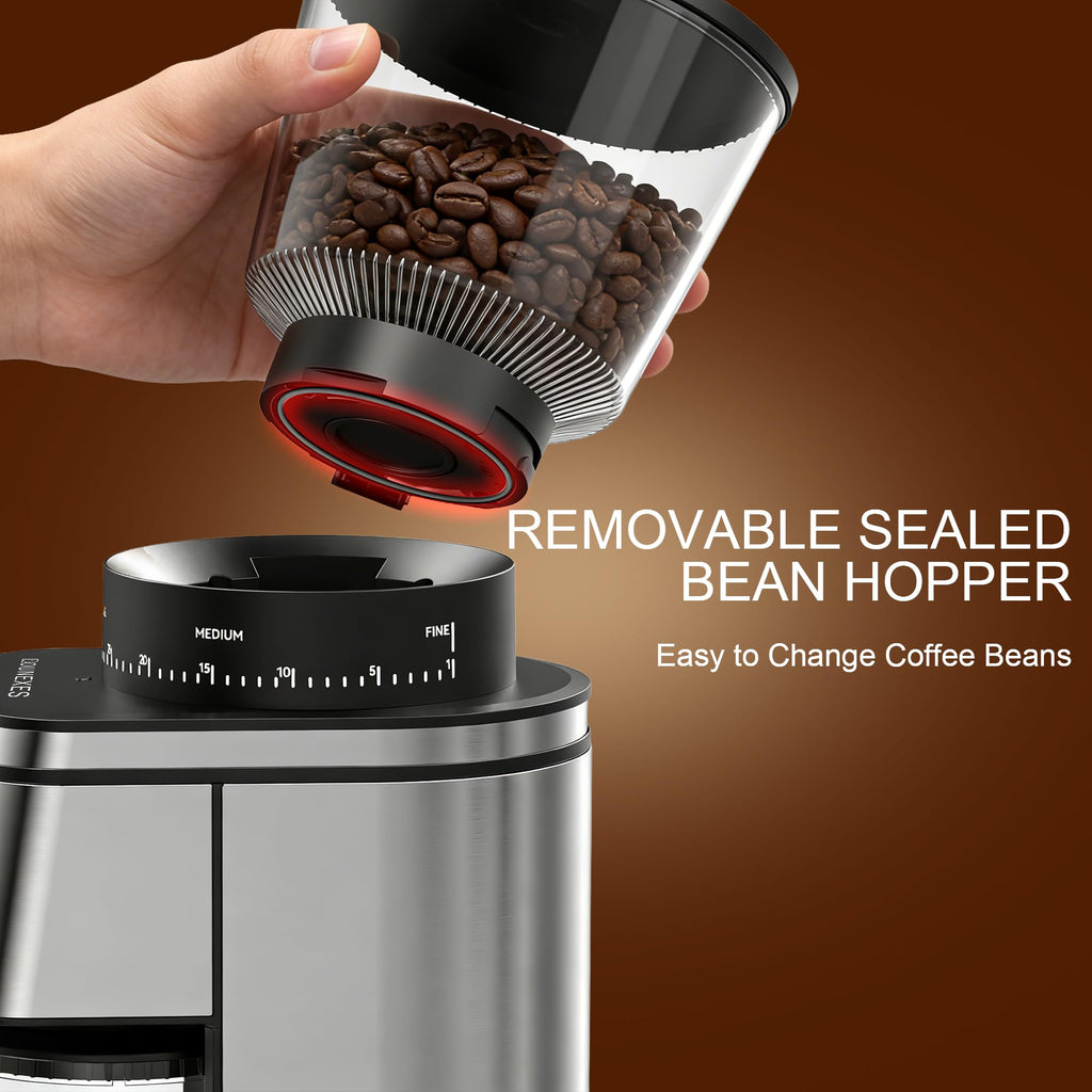 Electric Stainless Steel Conical Burr Coffee Grinder with 30 Grind Settings M59188