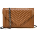 Small Leather Quilted Crossbody Bag with Chain Strap K762