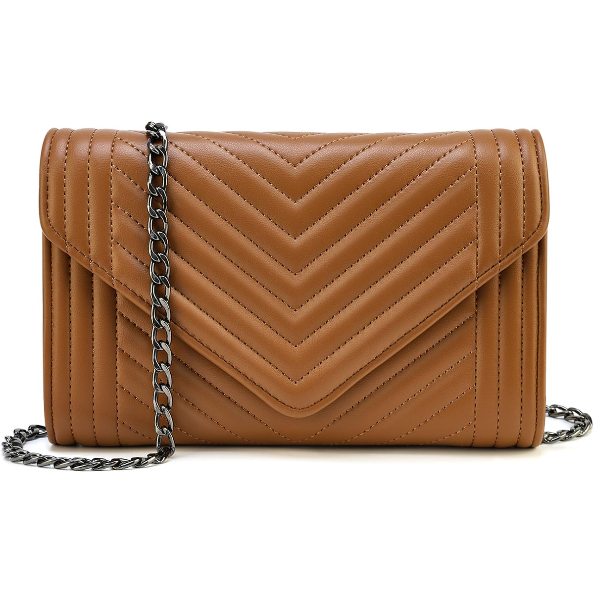 Small Leather Quilted Crossbody Bag with Chain Strap K762