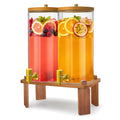 2PCS 1.5 Gallon Glass Beverage Dispenser with Wood Stand W324885