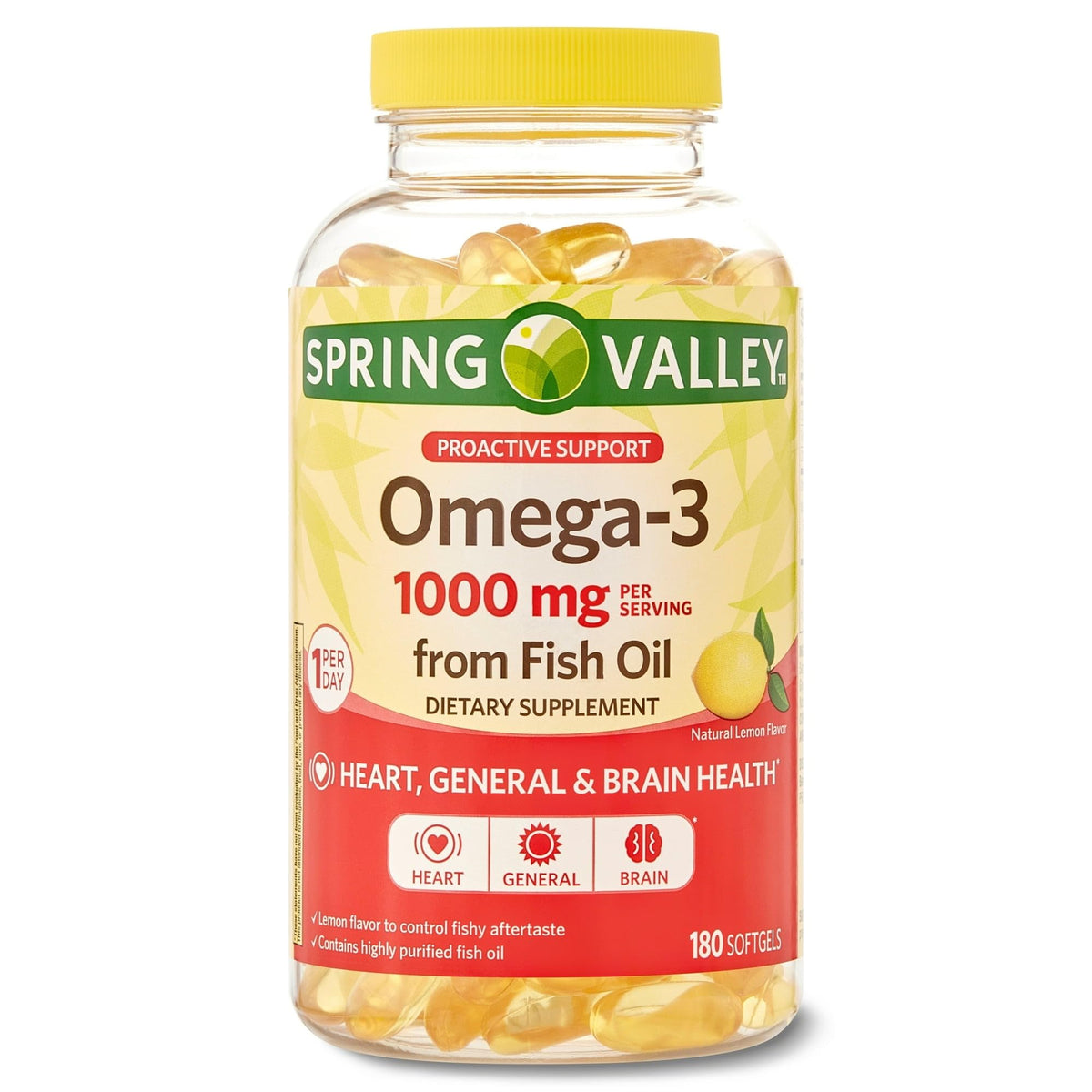 Omega-3 Fish Oil Soft Gels 1000 mg 180 Count Dietary Supplement D5770