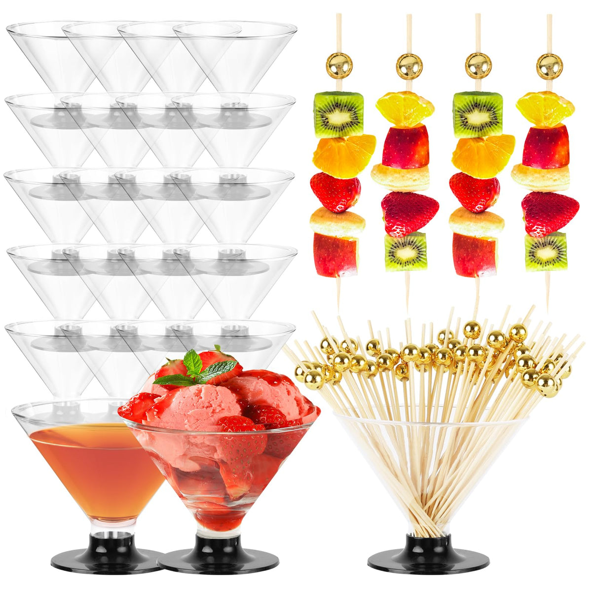 25 PCS 5oz Clear Plastic Martini Glasses K979
