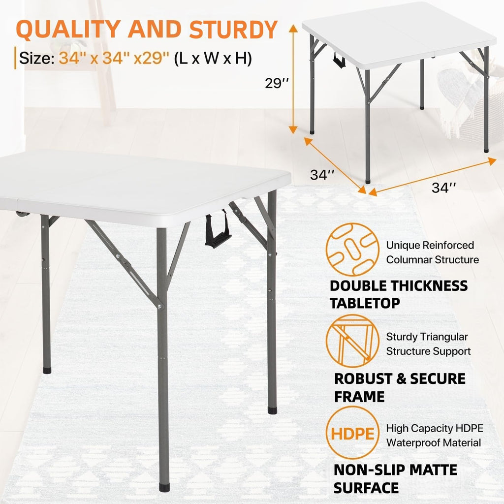 White Square Folding Card Table K240