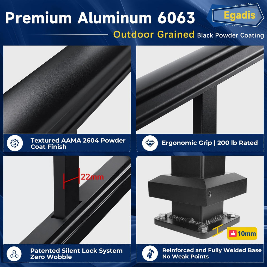 Aluminum Stair Railing Kit, 42 in x 4 ft Black R50166