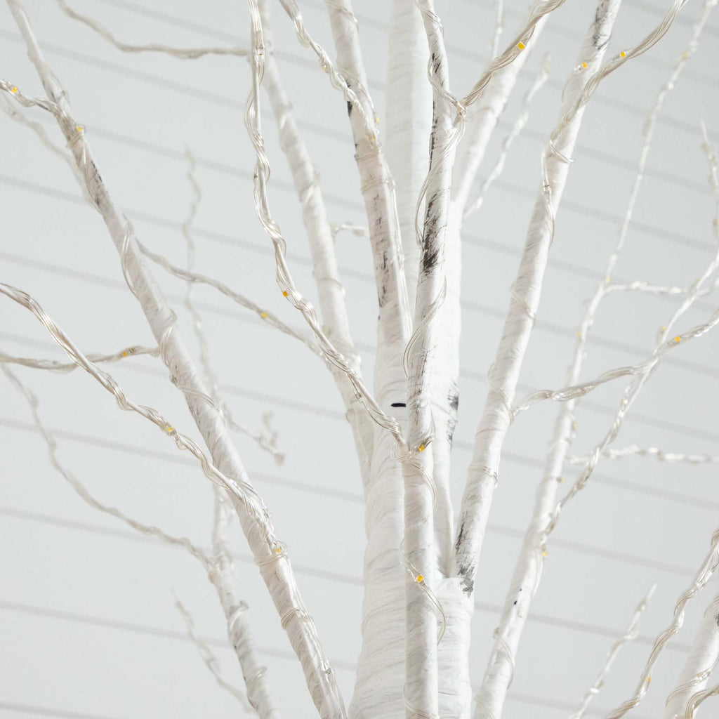 7-FT Pre-lit Artificial White Birch Tree with LED Lights A90240