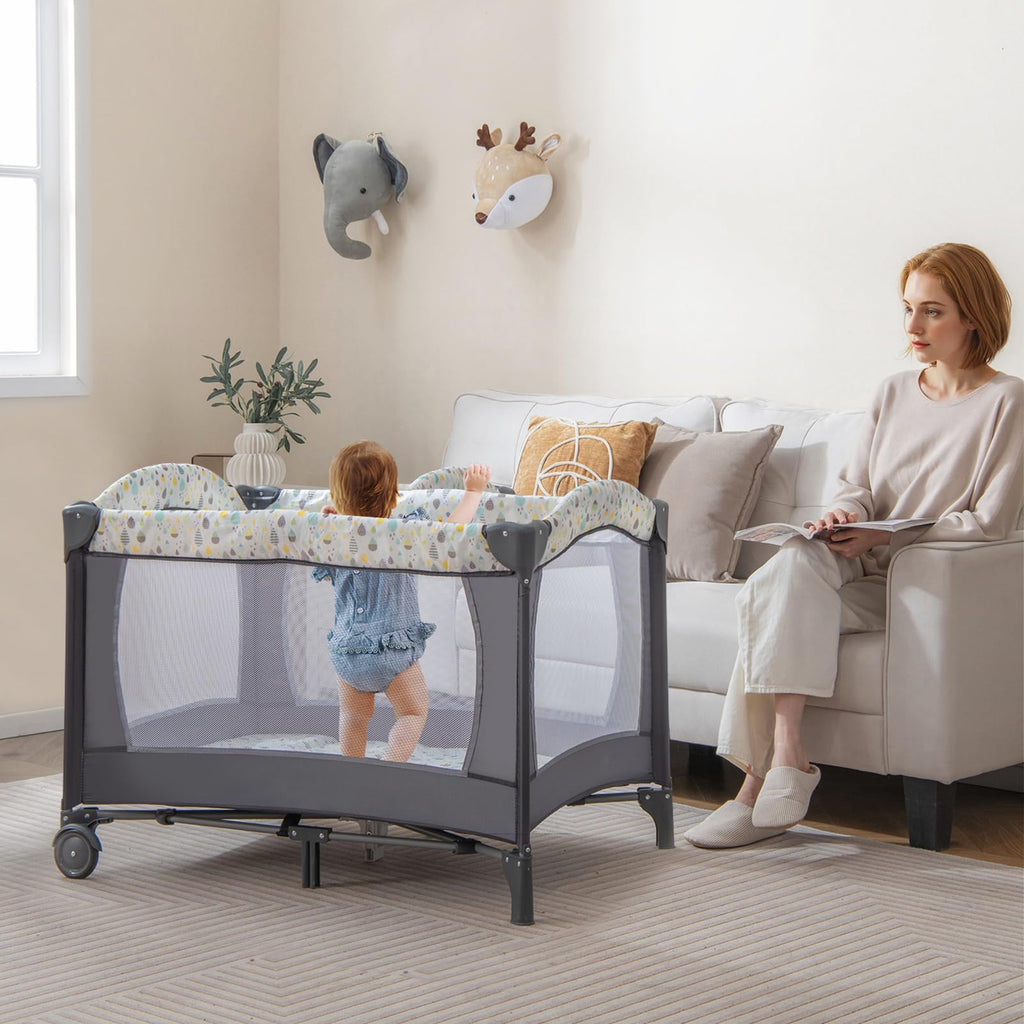 Portable Baby Playard with Bassinet and Changing Table D478334