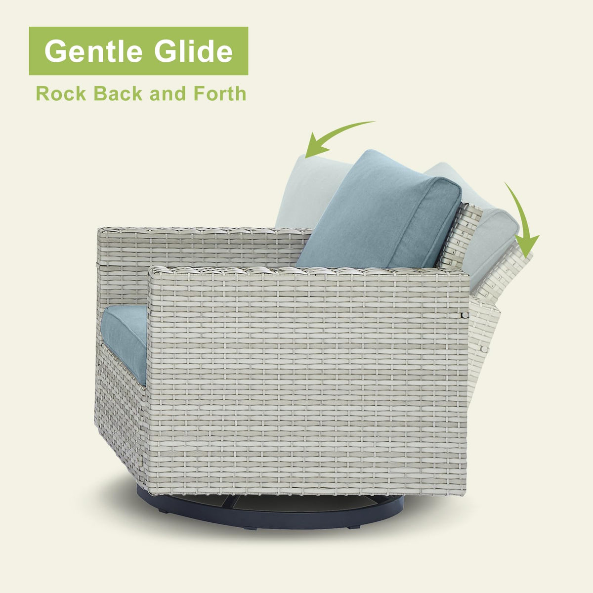 6 Piece Wicker Patio Conversation Set with Swivel Rocker Chairs and Ottoman M26651