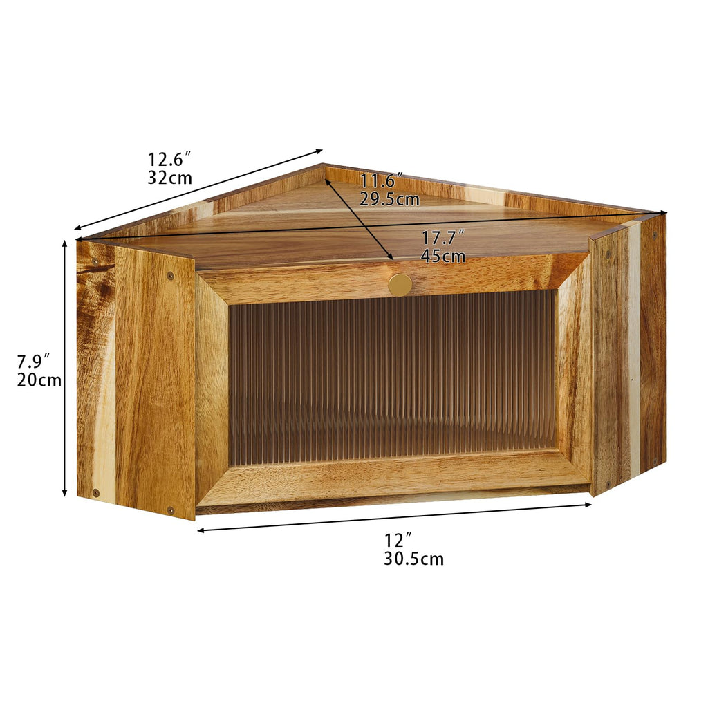 Acacia Wood Corner Bread Box T433