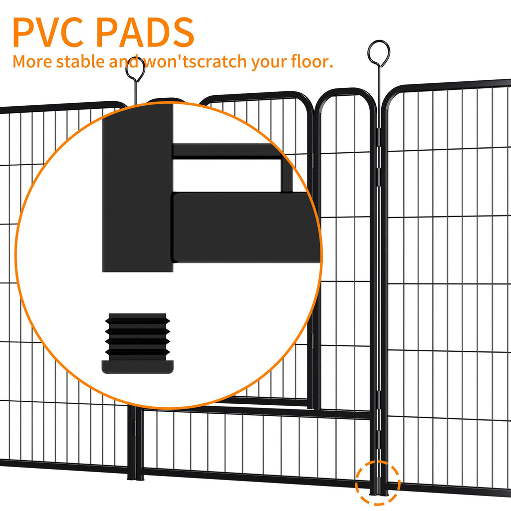 40 Inch 16 Panel Metal Garden Fence with Self-Locking Gate N62997