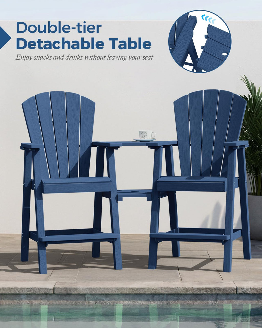 Navy Blue Adirondack Chairs Set of 2 E3039