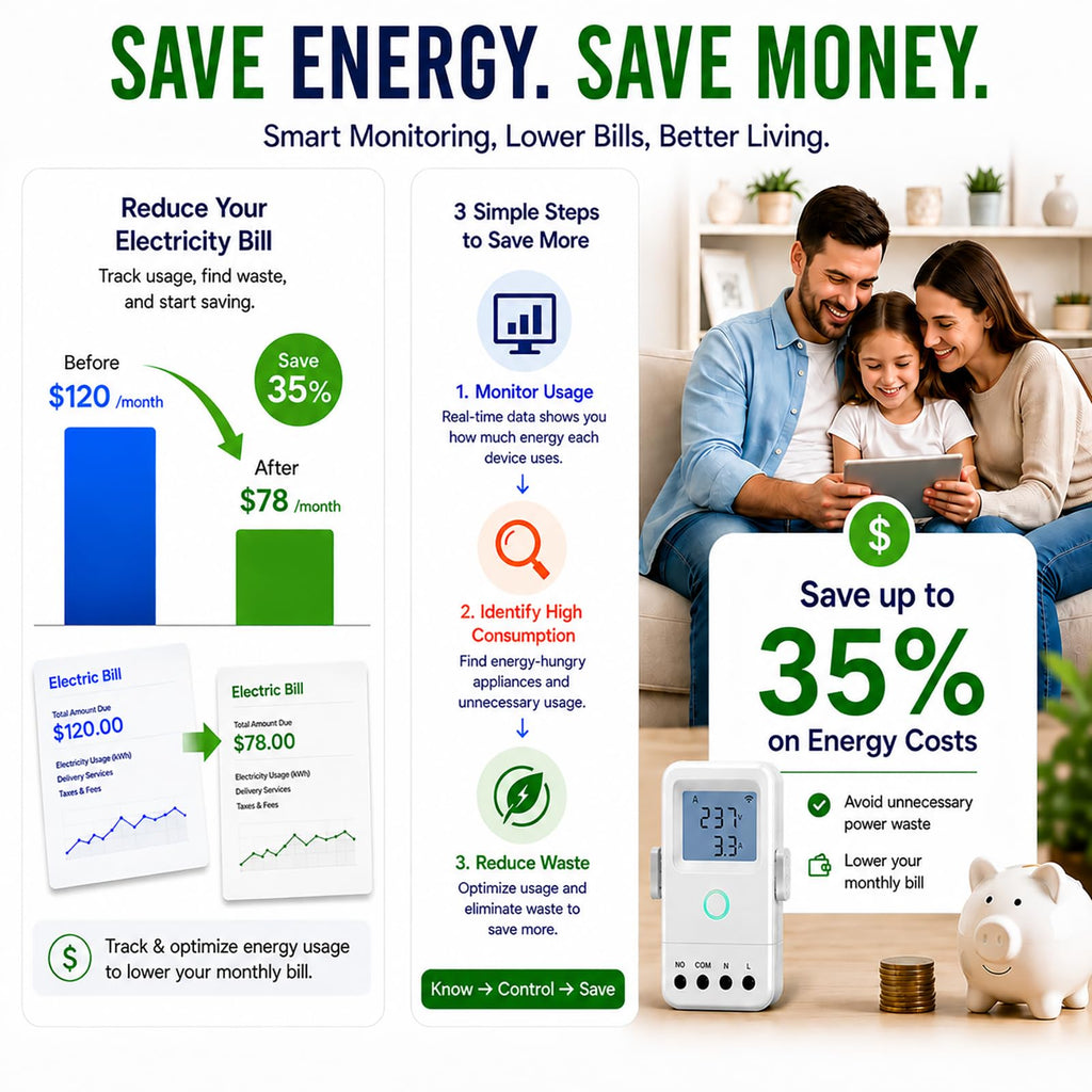 WiFi Home Energy Monitor with 3 80A CT Clamps Z725742