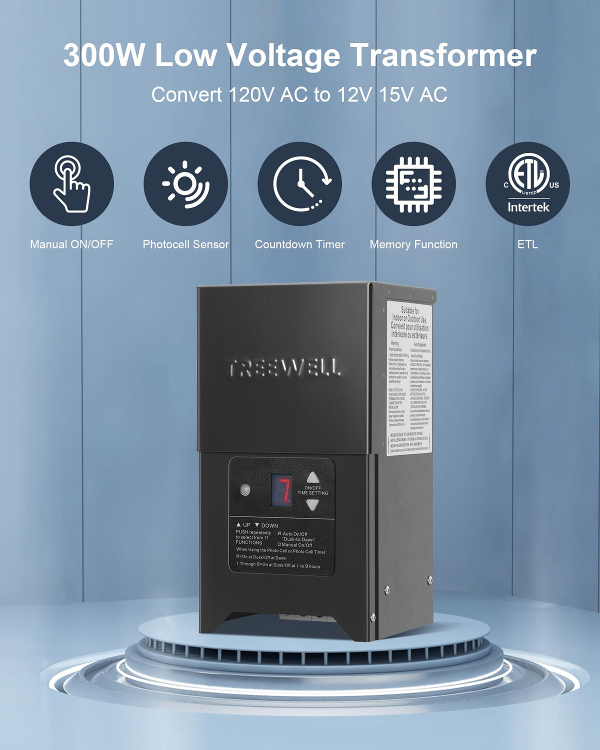 300W Low Voltage Landscape Transformer Stainless Steel Waterproof D1034