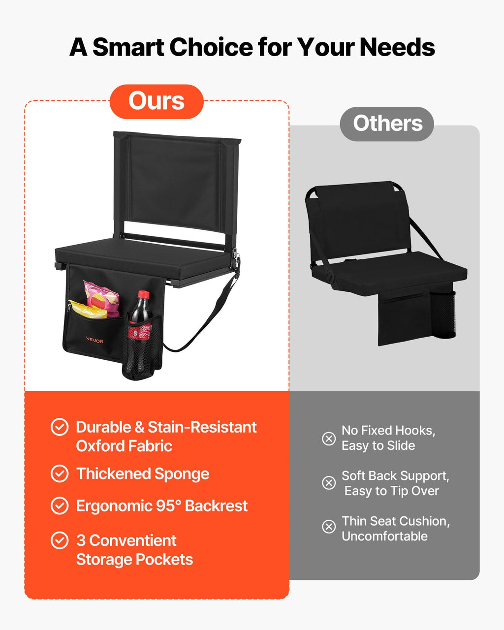 Folding Bleacher Seat with Back Support and Cushion K959575