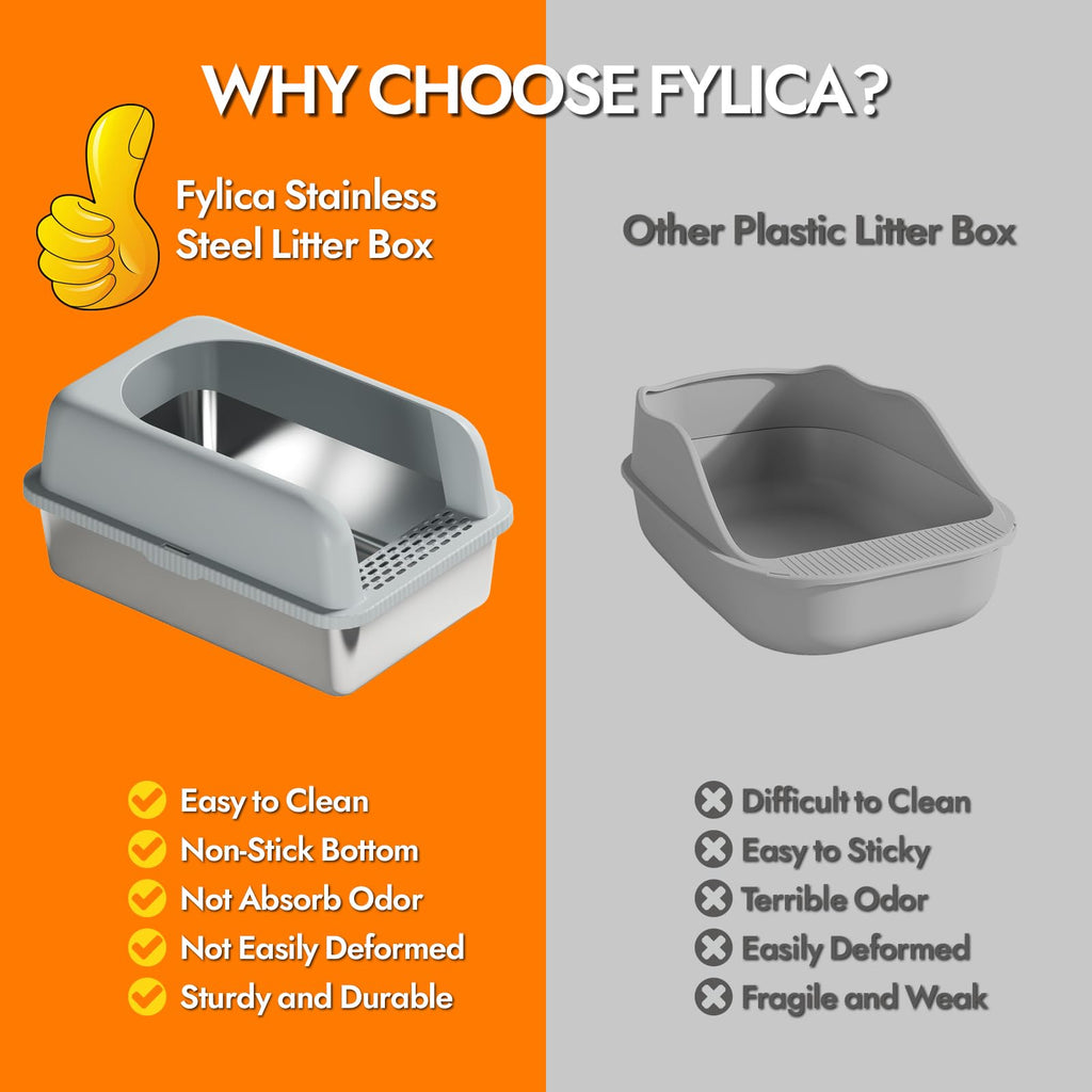 Stainless Steel Cat Litter Box with Lid W248
