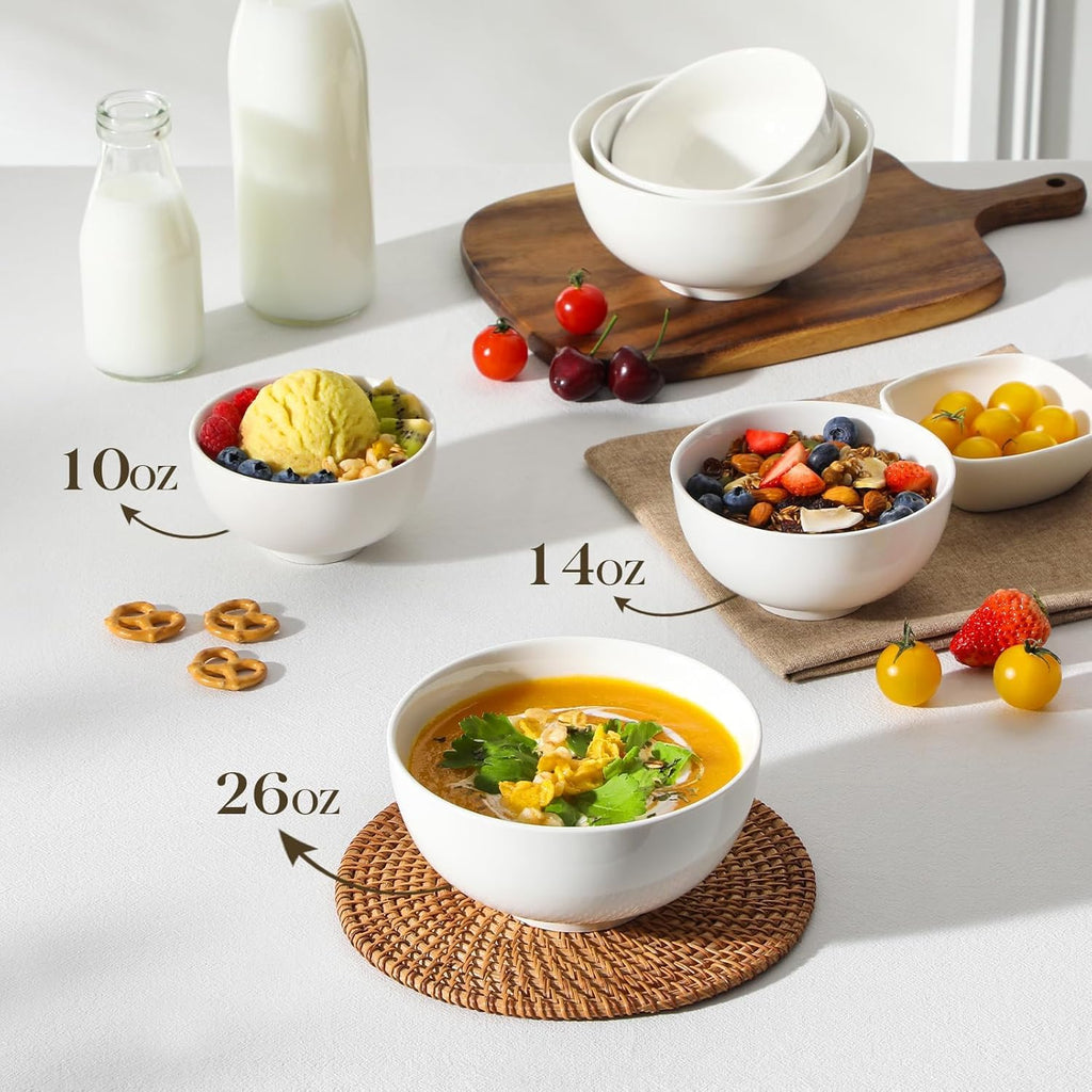White 26 Oz Ceramic Soup Bowls of 4 V8240