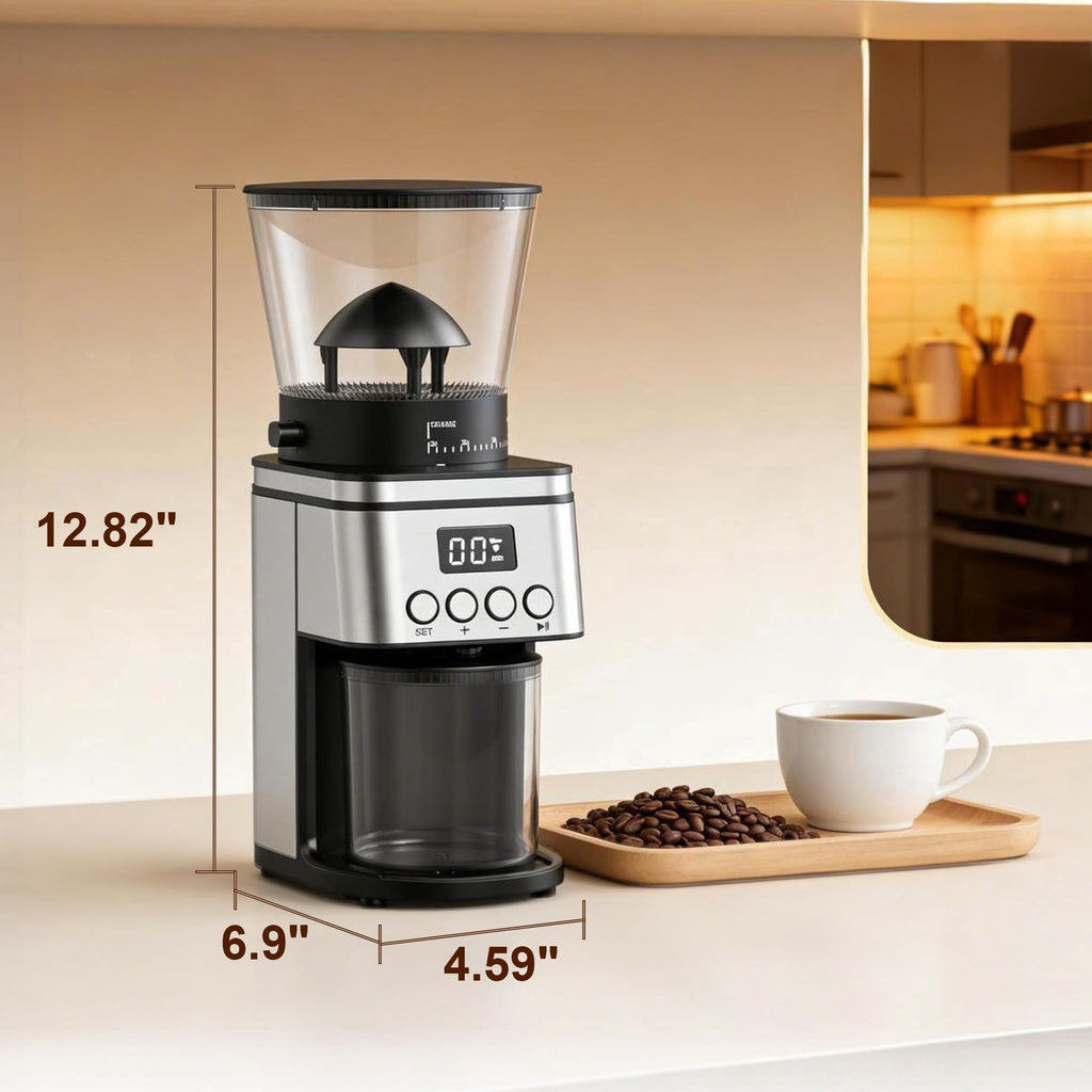 Electric Stainless Steel Conical Burr Coffee Grinder with 30 Grind Settings M59188