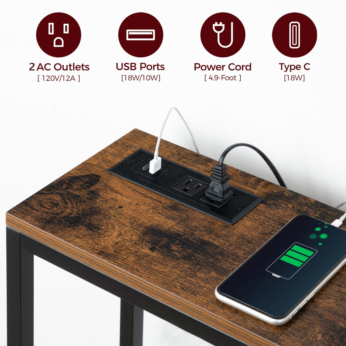 70.9" Narrow Console Table with Power Outlet K82261