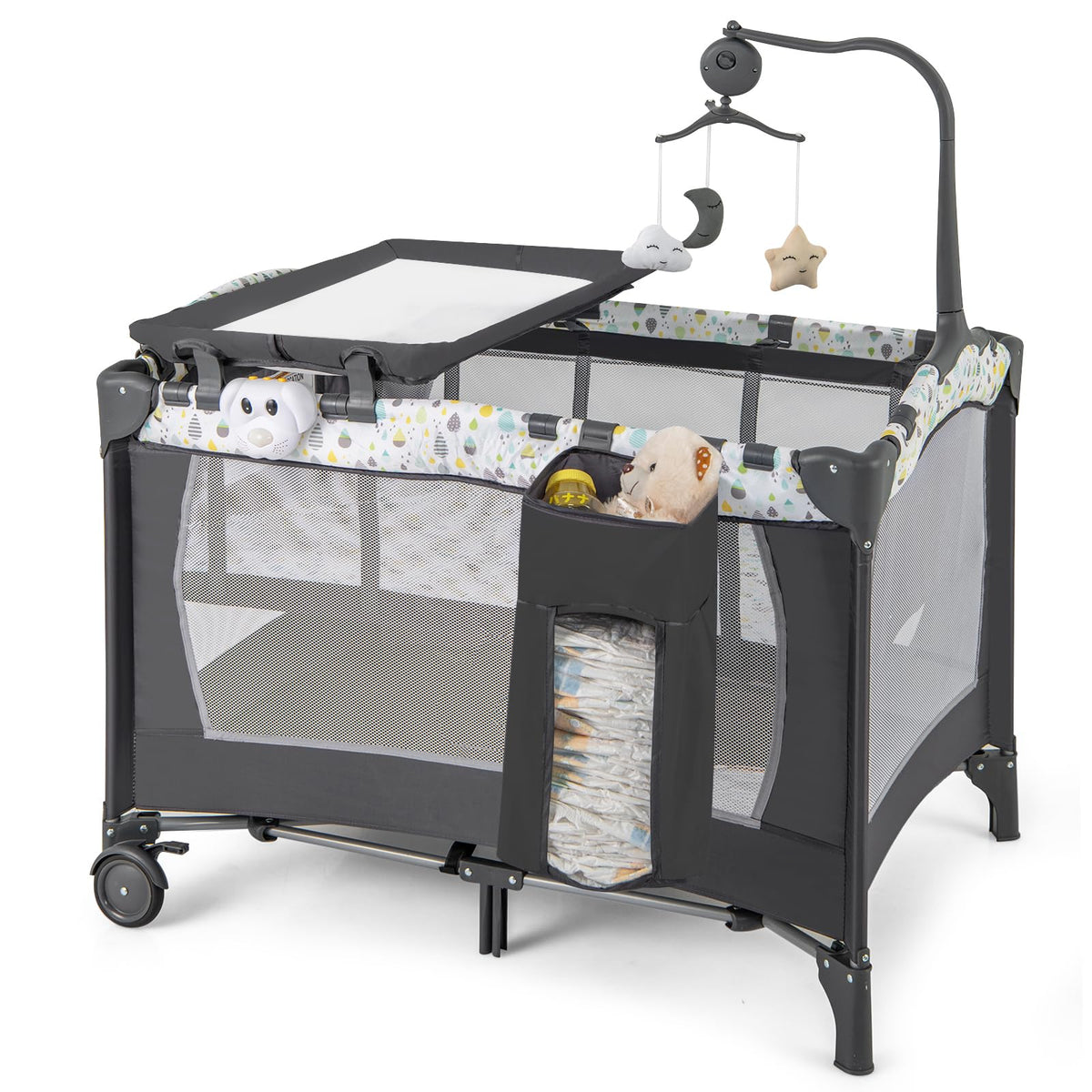 Portable Baby Playard with Bassinet and Changing Table D478334