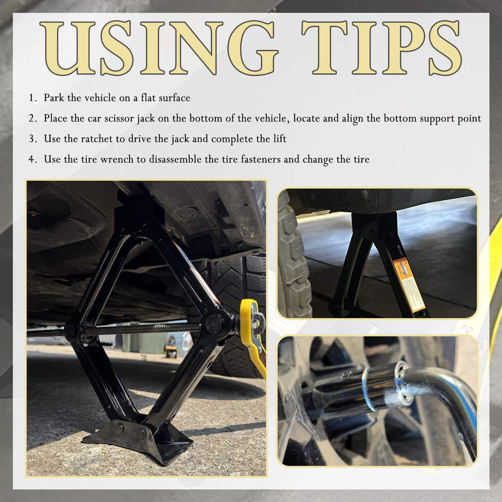 2T Scissor Jack Kit with Lug Wrench & Ratchet Wrench Q7645