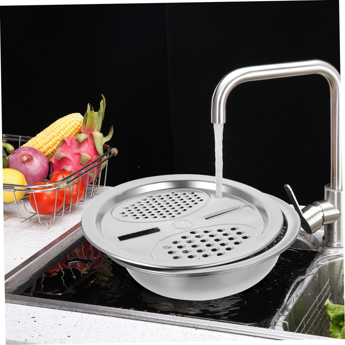 Metal Vegetable Washing Basket Strainer Bowl Q325
