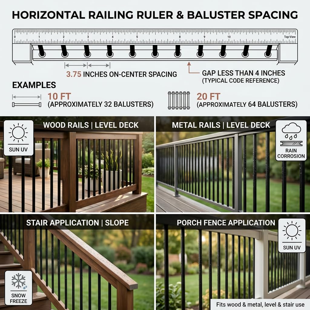 32" Black Aluminum Deck Balusters 120 Pack W954977