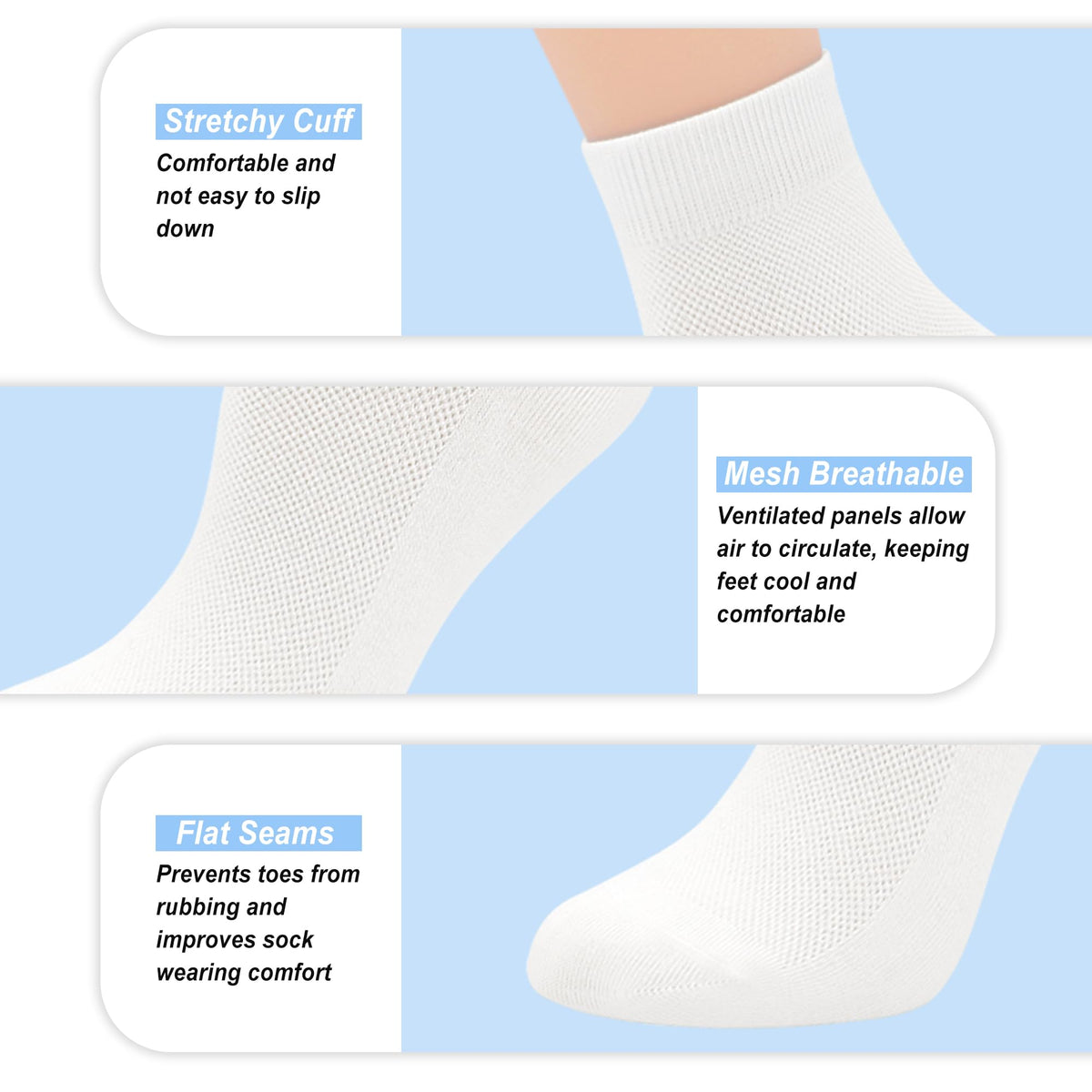 Women Thin Viscose Bamboo Above Ankle Crew Socks 5 Pairs H89124