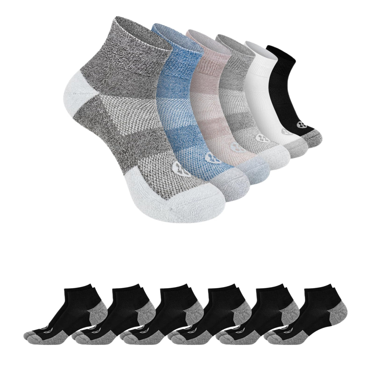 Diabetic Socks for Men, 12 Pairs Ankle & Low Cut Size 9-15 E8240
