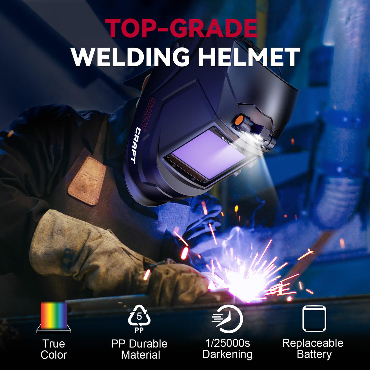 Auto Darkening Welding Helmet Large View U33584