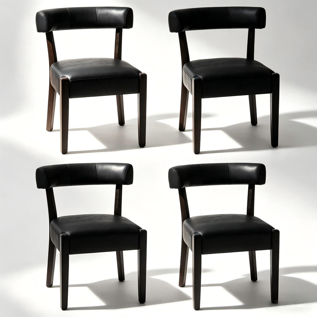 Black Faux Leather Dining Chairs Set of 4 S5265
