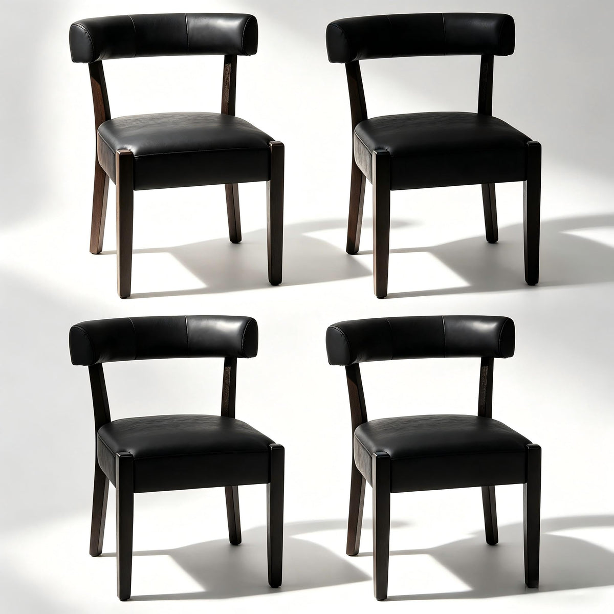 Black Faux Leather Dining Chairs Set of 4 S5265