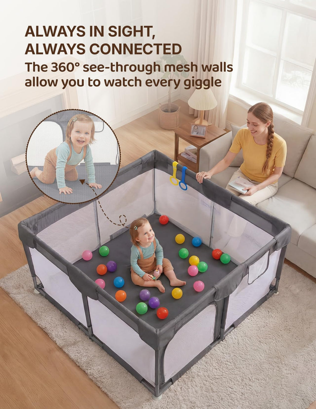 Dark Gray Baby Playpen C6960