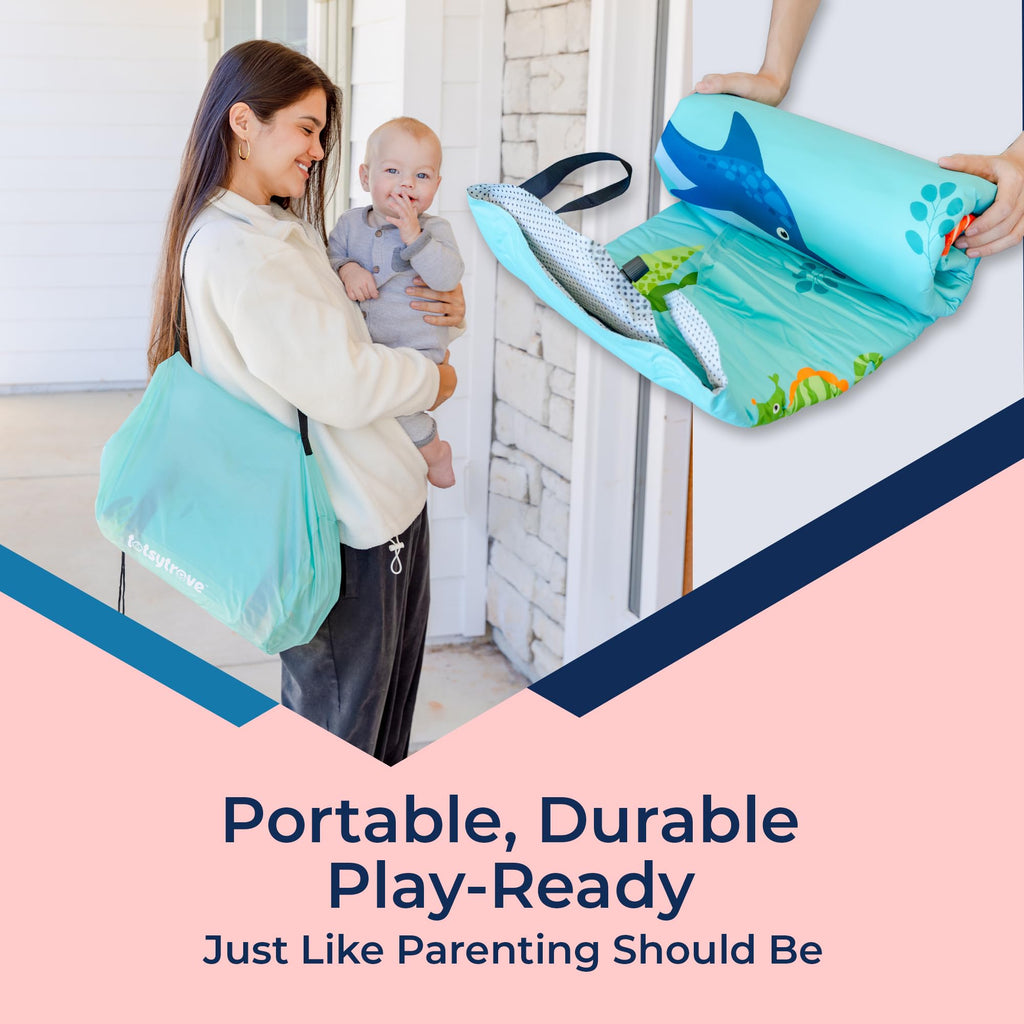 Self Inflating Hexagon Playpen Mat 52" x 45" Non-Slip Cushioned Baby Play Mat O65997