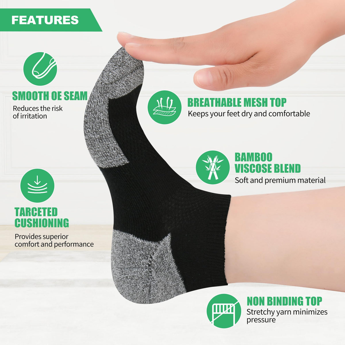 Diabetic Socks for Men, 12 Pairs Ankle & Low Cut Size 9-15 E8240