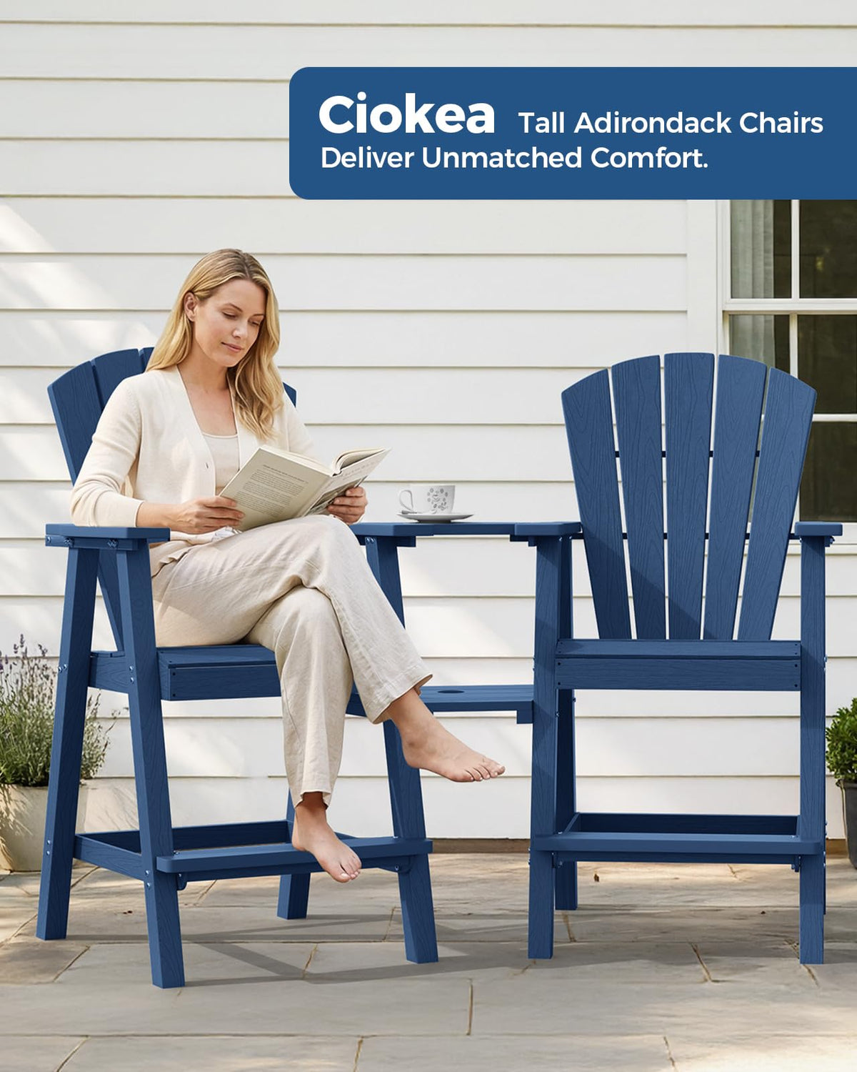 Navy Blue Adirondack Chairs Set of 2 E3039