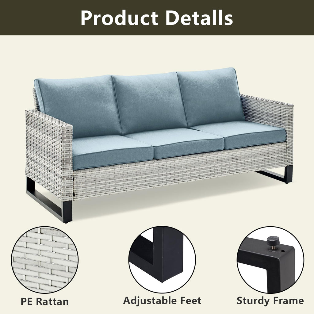 6 Piece Wicker Patio Conversation Set with Swivel Rocker Chairs and Ottoman M26651