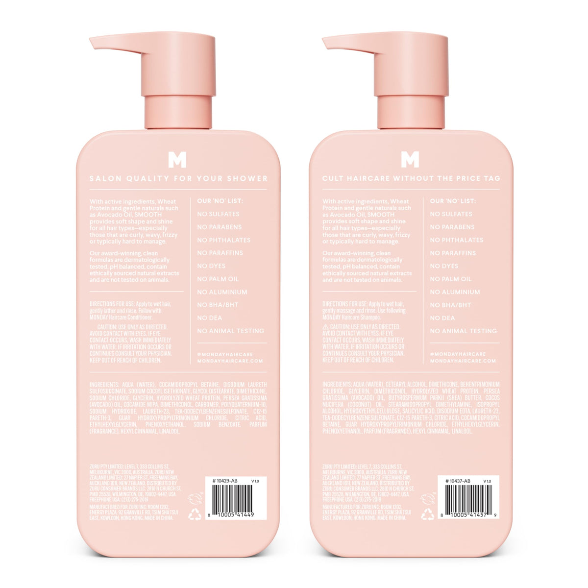 Smooth Shampoo + Conditioner Set 2 Count 27 oz Coconut Oil Shea Butter H97144