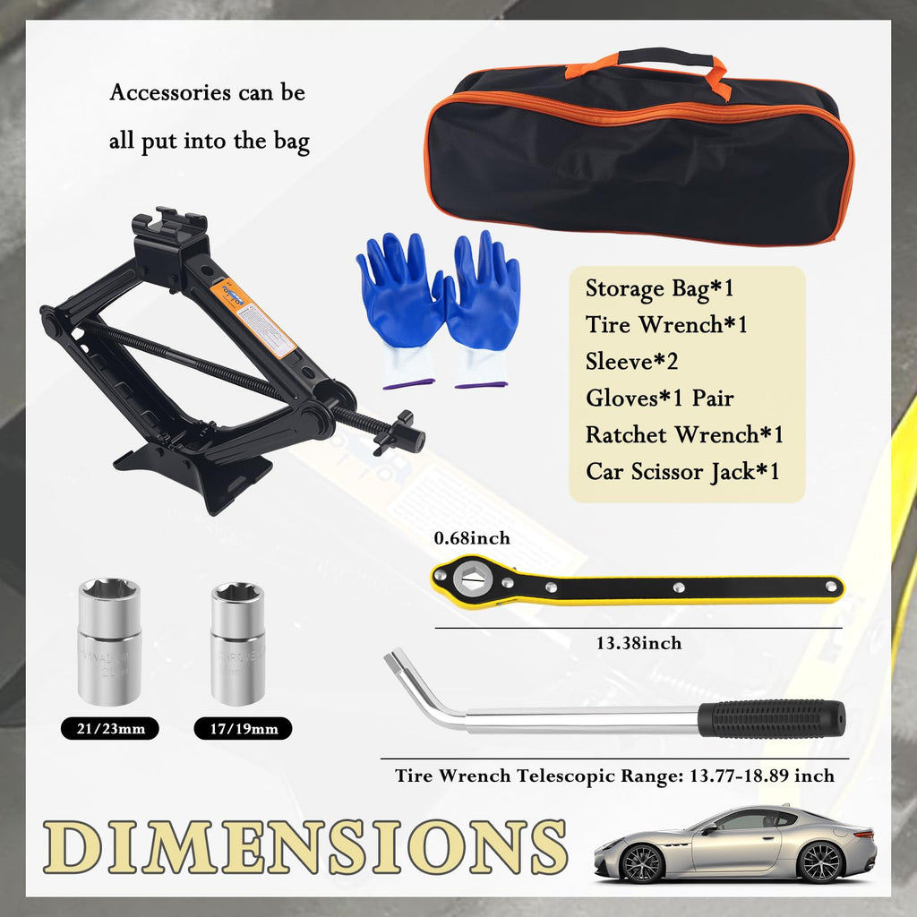 2T Scissor Jack Kit with Lug Wrench & Ratchet Wrench Q7645