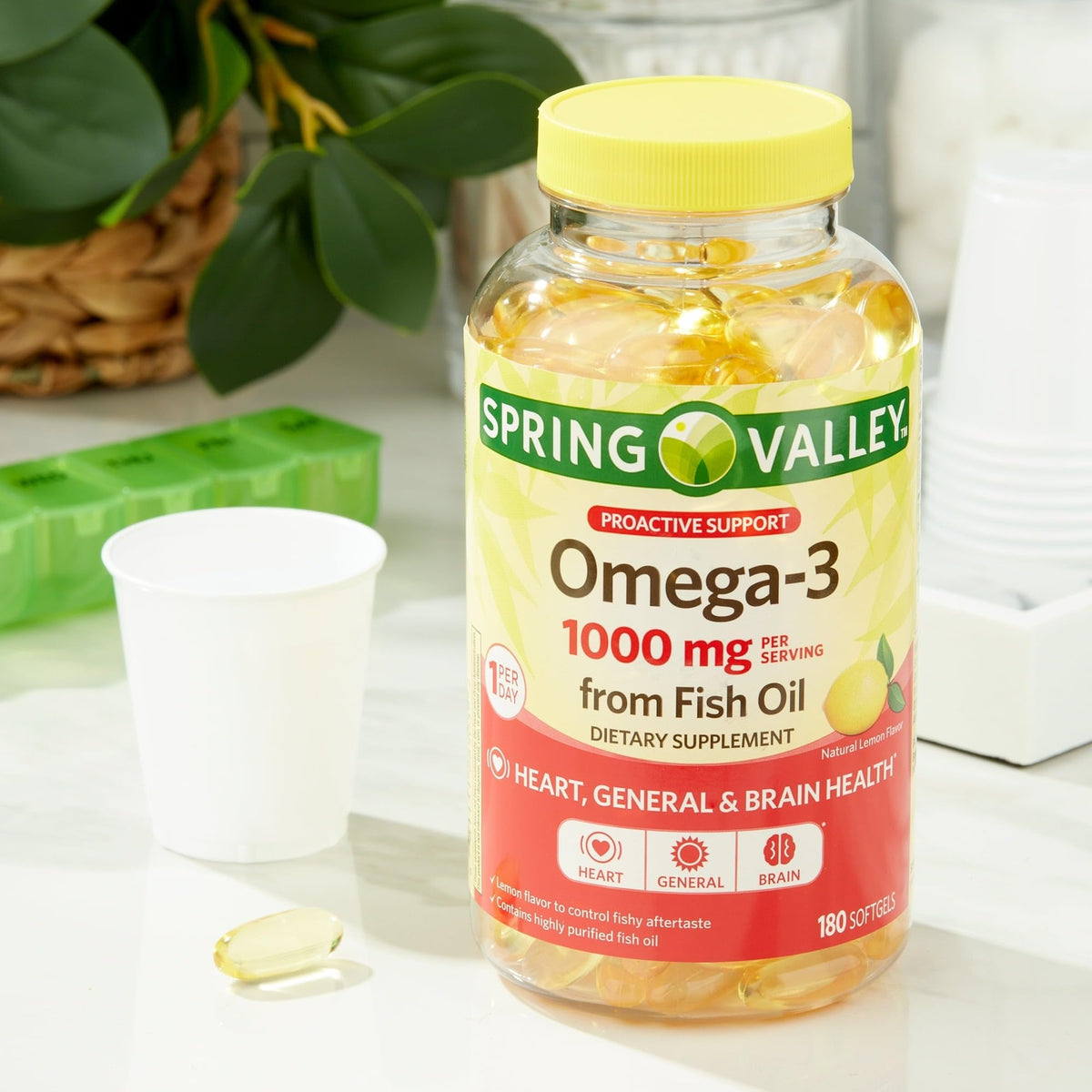 Omega-3 Fish Oil Soft Gels 1000 mg 180 Count Dietary Supplement D5770