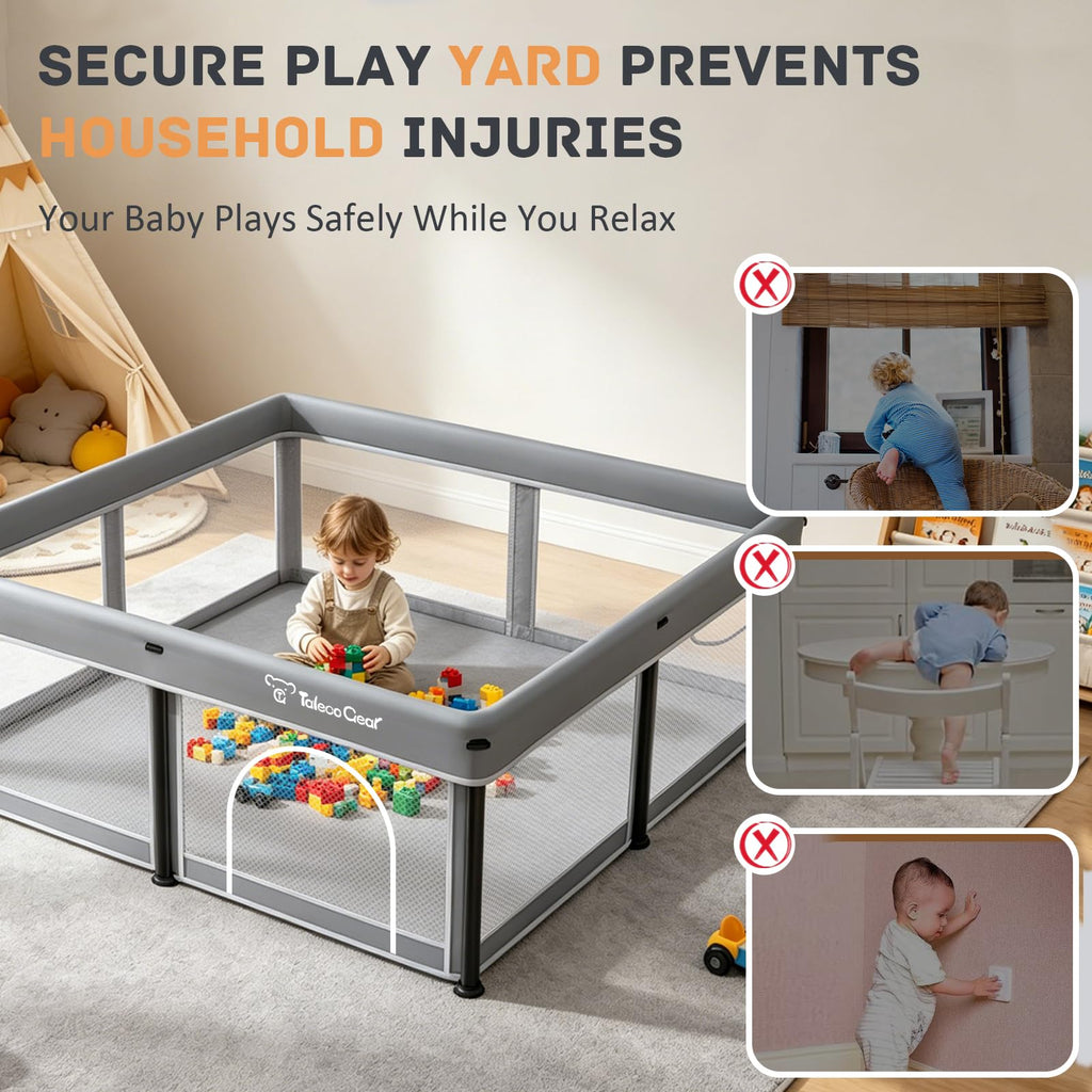 Foldable Baby Playpen with Mat and Ocean Balls I360034
