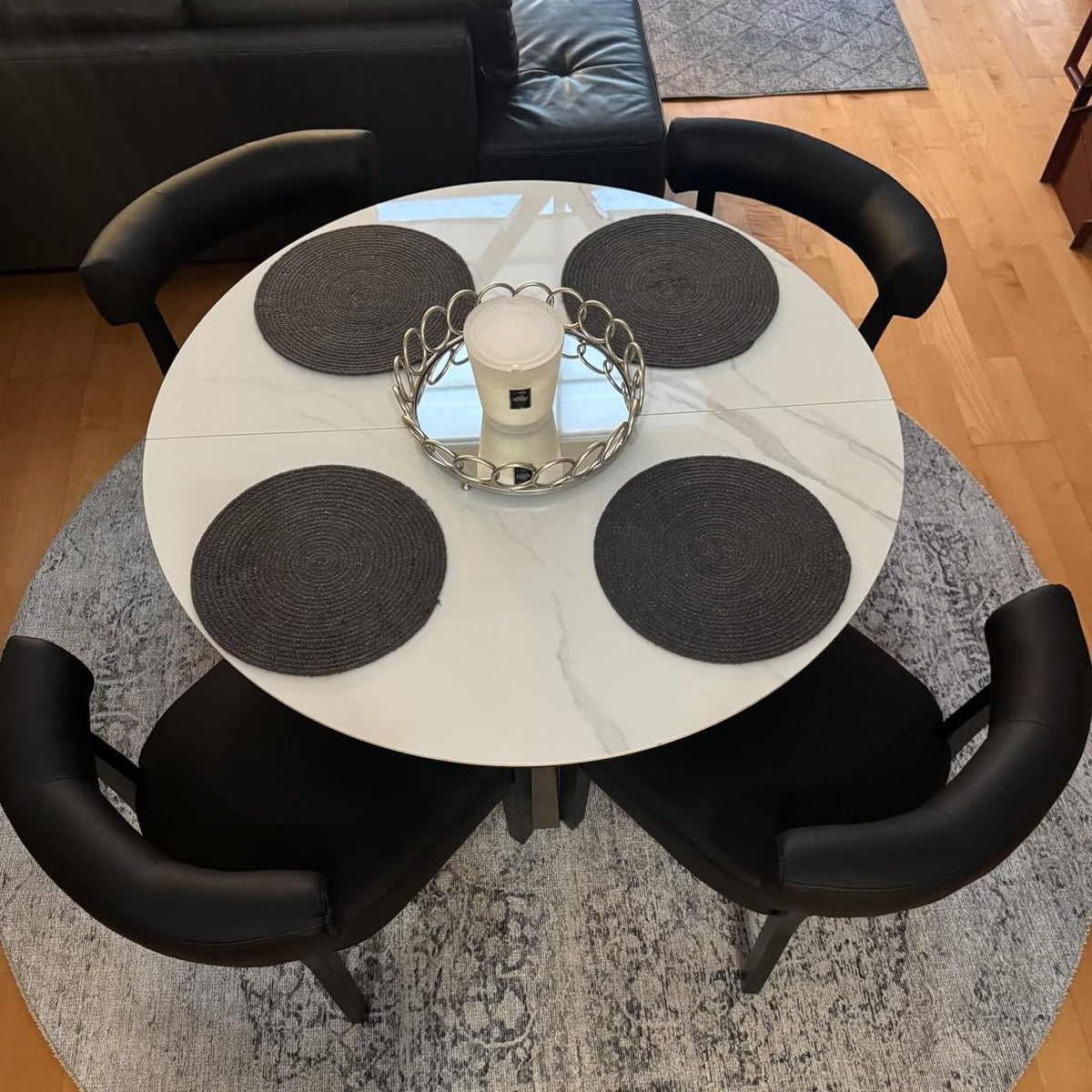 Black Faux Leather Dining Chairs Set of 4 S5265