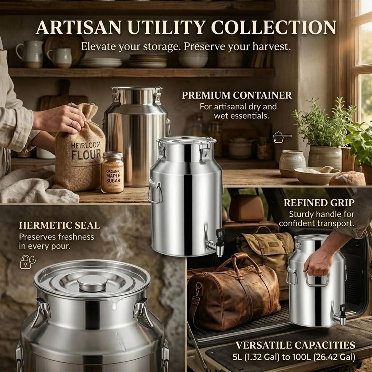 Food Grade Stainless Steel Milk Can with Sealed Lid B8265