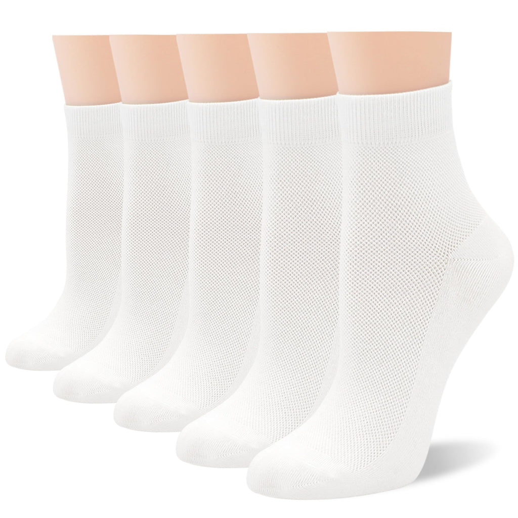 Women Thin Viscose Bamboo Above Ankle Crew Socks 5 Pairs H89124