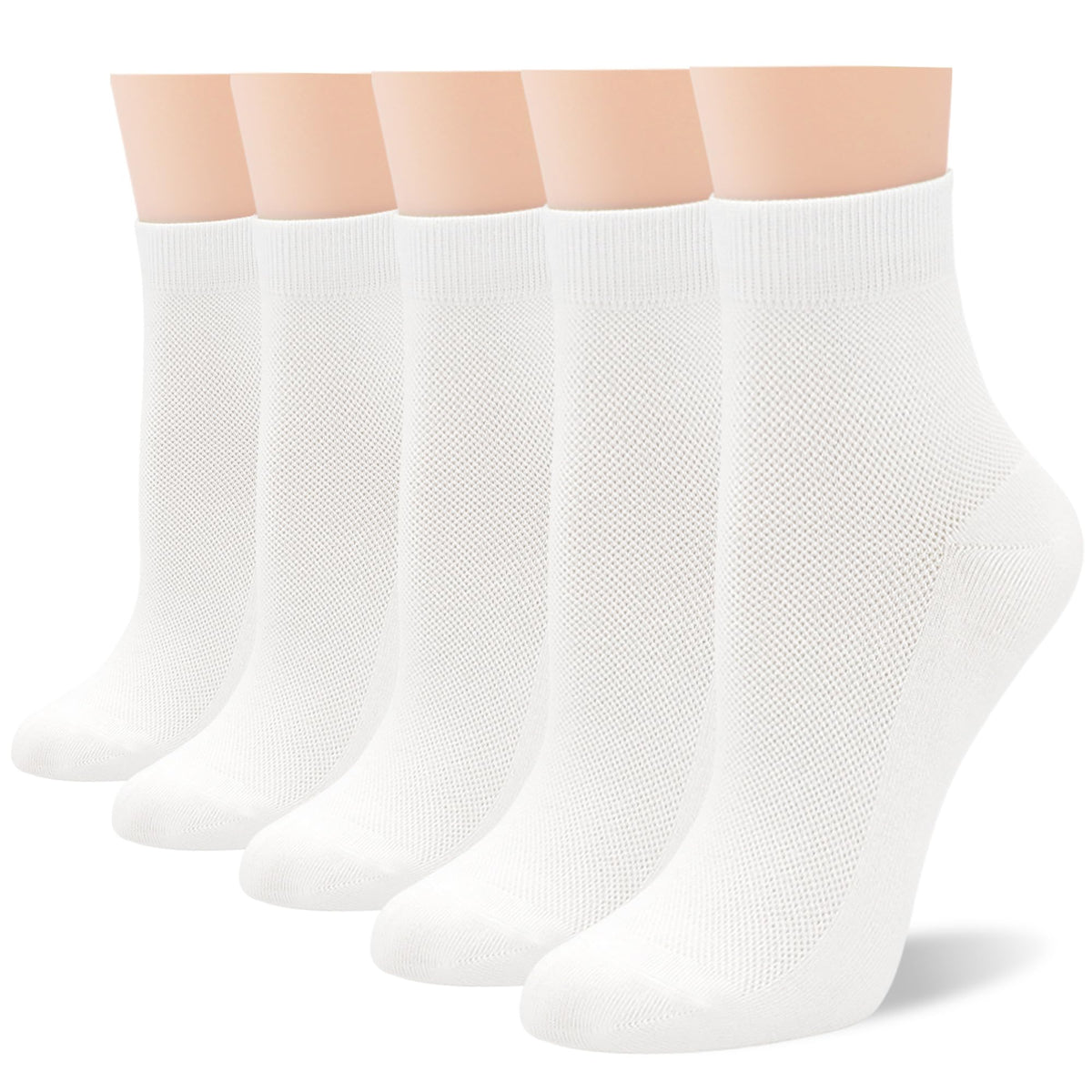 Women Thin Viscose Bamboo Above Ankle Crew Socks 5 Pairs H89124